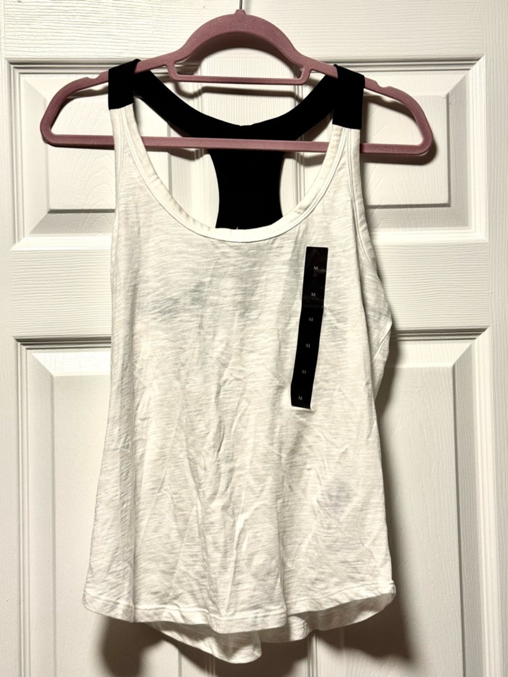 Banana Republic Slub Knit White Racerback Tank Top with Black Trim & Zipper NWT